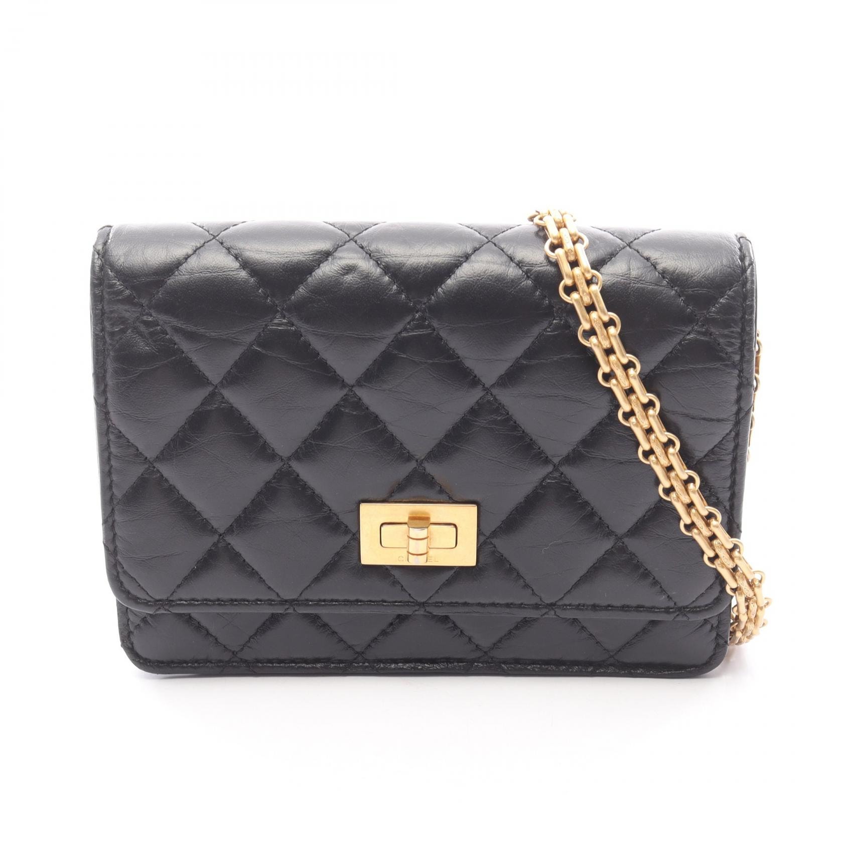 シャネル CHANEL 2.55 マトラッセ ミニ ショルダーバッグ バッグ カーフ(牛革) レディース ブラック系 【中古】