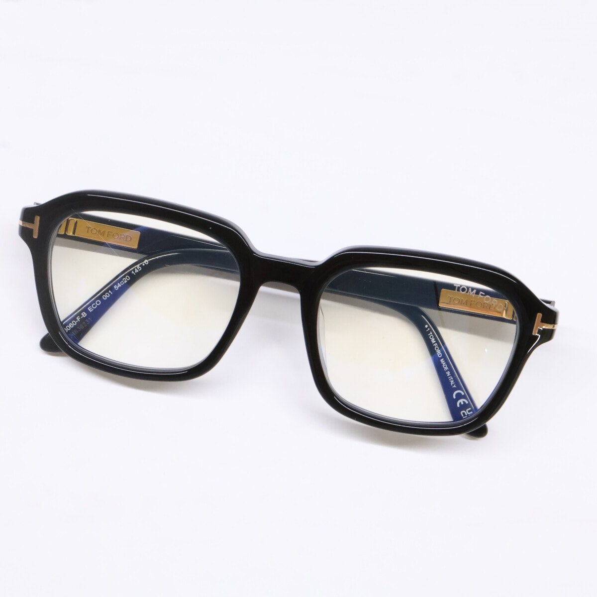 トムフォード TF6060-F-B 25AW Col.001/ブラック ブルーライトカットレンズ アジアンフィットモデル ウェリントン眼鏡 54□20-145