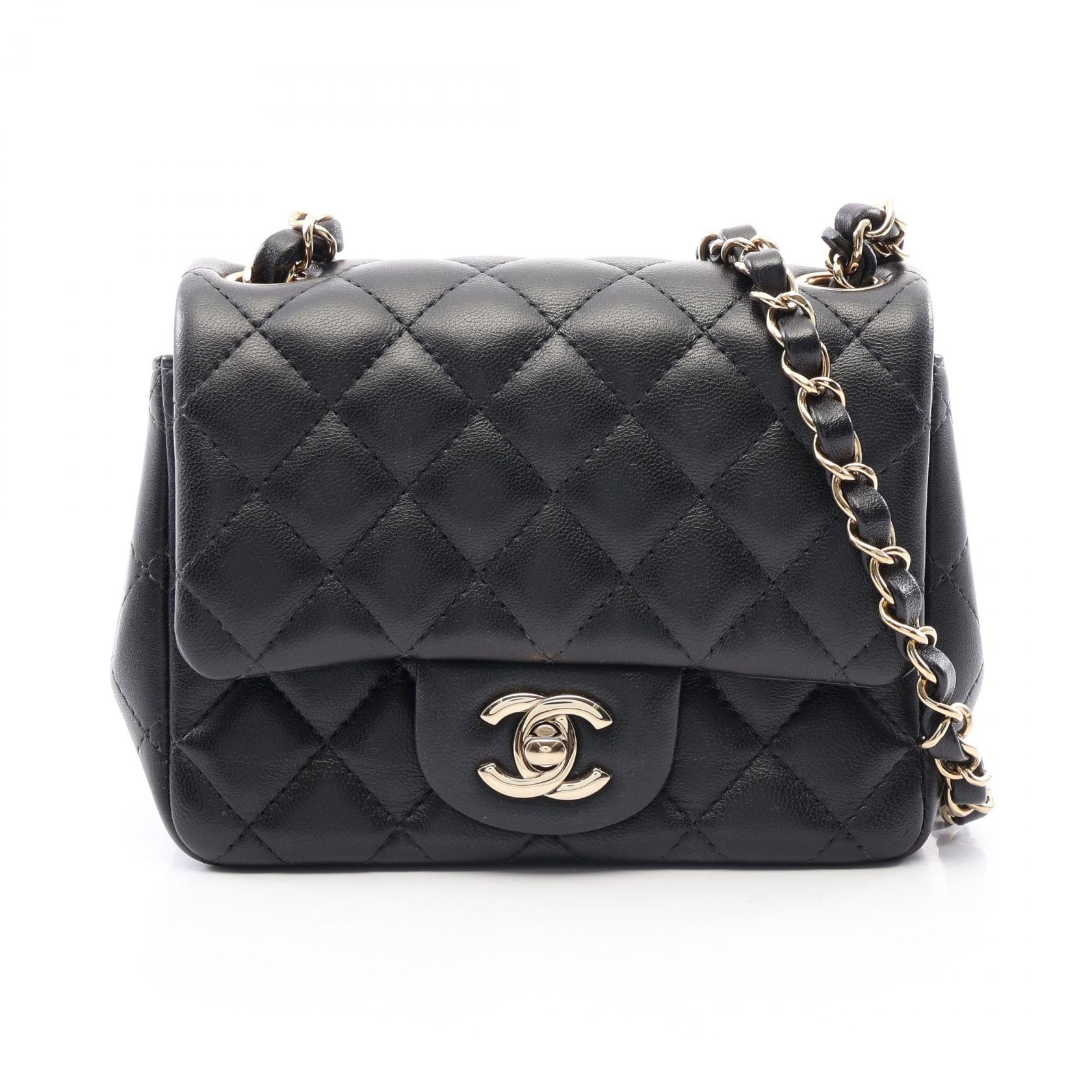 シャネル CHANEL ミニマトラッセ ショルダーバッグ バッグ ラムスキン(羊革) レディース ブラック系 A35200 【中古】