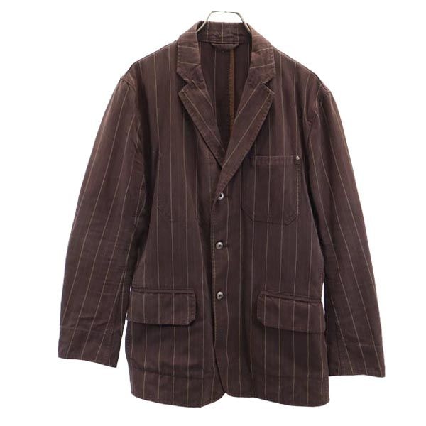 Paul Smith JEANS ポールスミスジーンズ ストライプ柄 テーラードジャケット L ブラウン