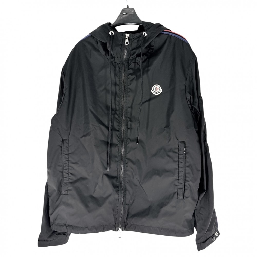 MONCLER モンクレール ブルゾン HATTAB GIUBBOTTO ナイロンジャケット アウター 1サイズ フード付き ブラック 黒 シルバー金具 ナイロン メンズ 春 秋【中古品】
