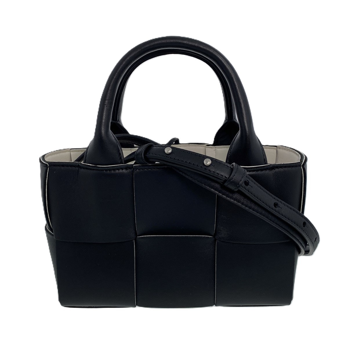【お値下げ品】BOTTEGAVENETA ボッテガヴェネタ キャンディ アルコ トートバッグ ハンドバッグ 729029 レザー ブラック ホワイト  レディース【中古】