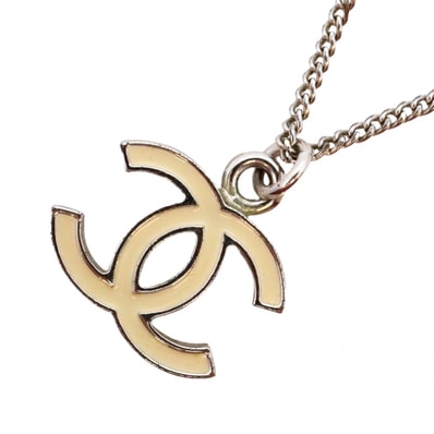 【6jdb0590-k】シャネル ネックレス ココマーク メタル シルバー ホワイト【中古】レディース