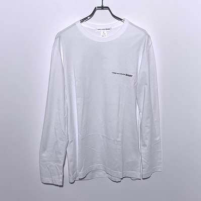 COMME des GARCONS SHIRT Cotton Jersey Plain With Printed CDG Shirt Logo On Chest "White"