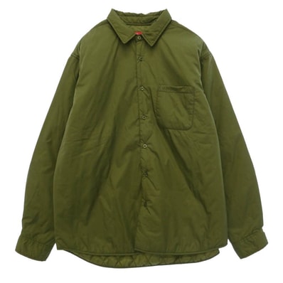 Supreme シュプリーム 22AW Nylon Filled Shirt Olive ナイロン フィルド シャツ オリーブ グリーン系 L【極上美品】【中古】