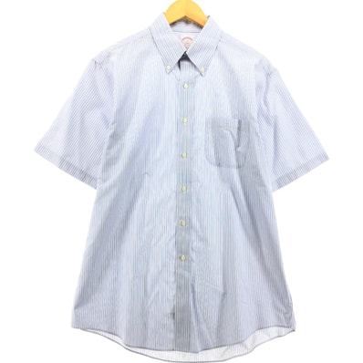 古着 ブルックスブラザーズ Brooks Brothers 346 半袖 ボタンダウン ストライプシャツ メンズL相当/eaa562607