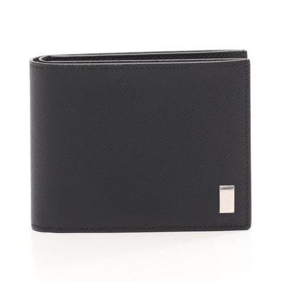 ダンヒル Dunhill プレーン 二つ折り財布 財布 レザー メンズ ブラック系 DU22R2P10PS001R 【新品】
