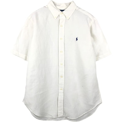古着 ラルフローレン Ralph Lauren CLASSIC FIT クラシックフィット 半袖 リネン ボタンダウンシャツ メンズL相当/eaa659121