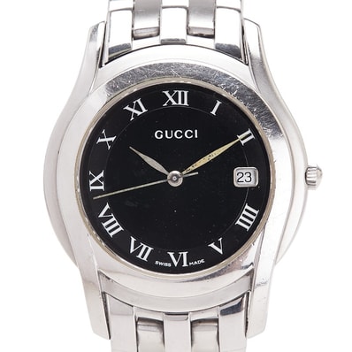 グッチ Gクラス 腕時計 5500M クオーツ ブラック文字盤 ステンレススチール メンズ GUCCI 【中古】