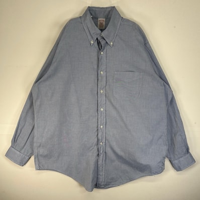 古着 80's/80年代 ヴィンテージ ブルックスブラザーズ Brooks Brothers 長袖シャツ Makers USA製 胸ポケ L ブルー系 無地 メンズ