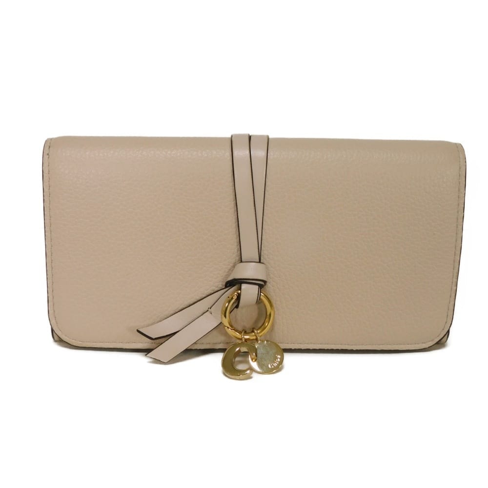 Chloe クロエ アルファベット ロング フラップ ウォレット スナップボタン コンパートメント 札入れ カードケース コインケース イニシャル ロゴ メダル C チャーム ワイルドグレー 長財布 CHC21WP942 F57084 084