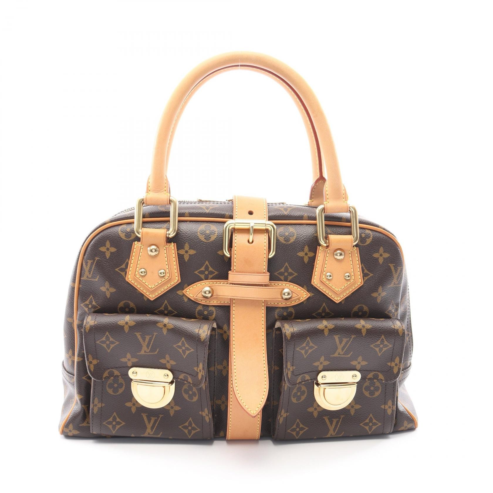 ルイ・ヴィトン LOUIS VUITTON マンハッタンGM ハンドバッグ バッグ PVCコーティングキャンバス レザー モノグラム レディース ブラウン系 M40025 【中古】