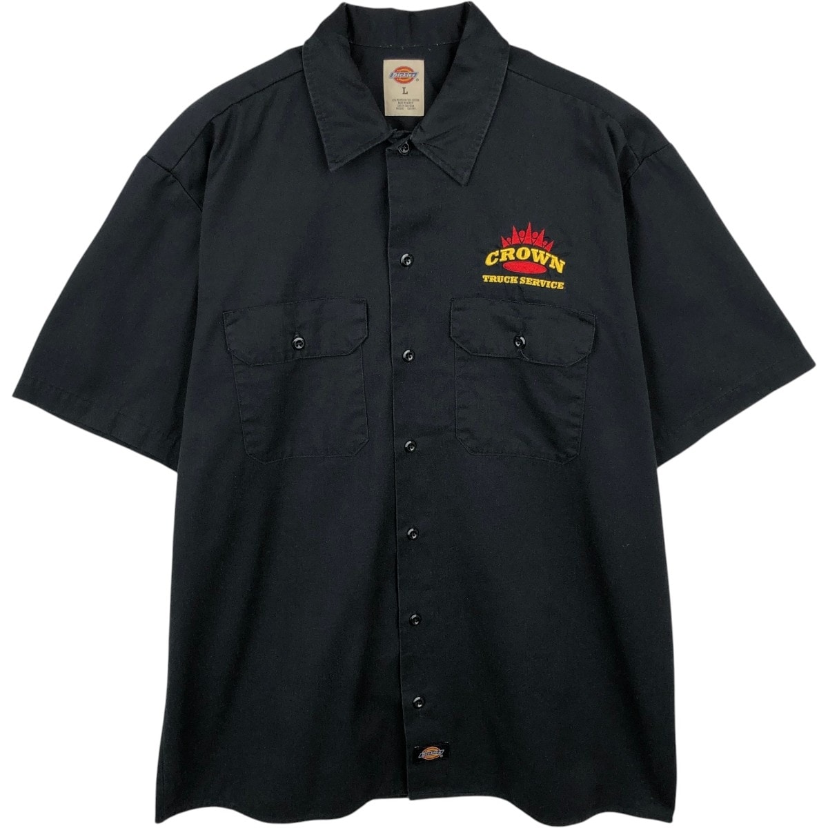 古着 ディッキーズ Dickies CROWN TRUCK SERVICE 半袖 ワークシャツ ボックスシャツ メンズL相当/eaa668069