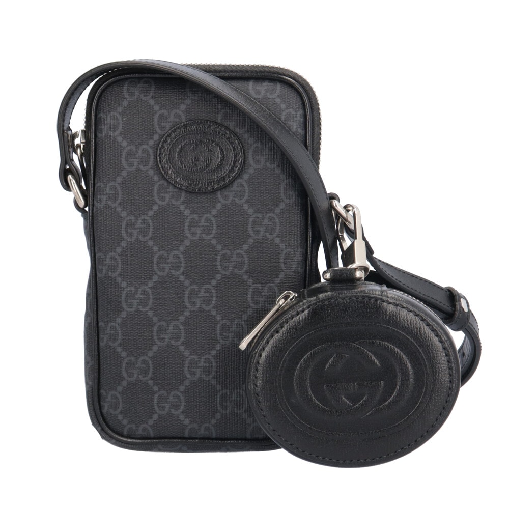 グッチ インターロッキングG GGスプリーム ショルダーバッグ GGスプリームキャンバス 700959 ブラック ユニセックス GUCCI  中古