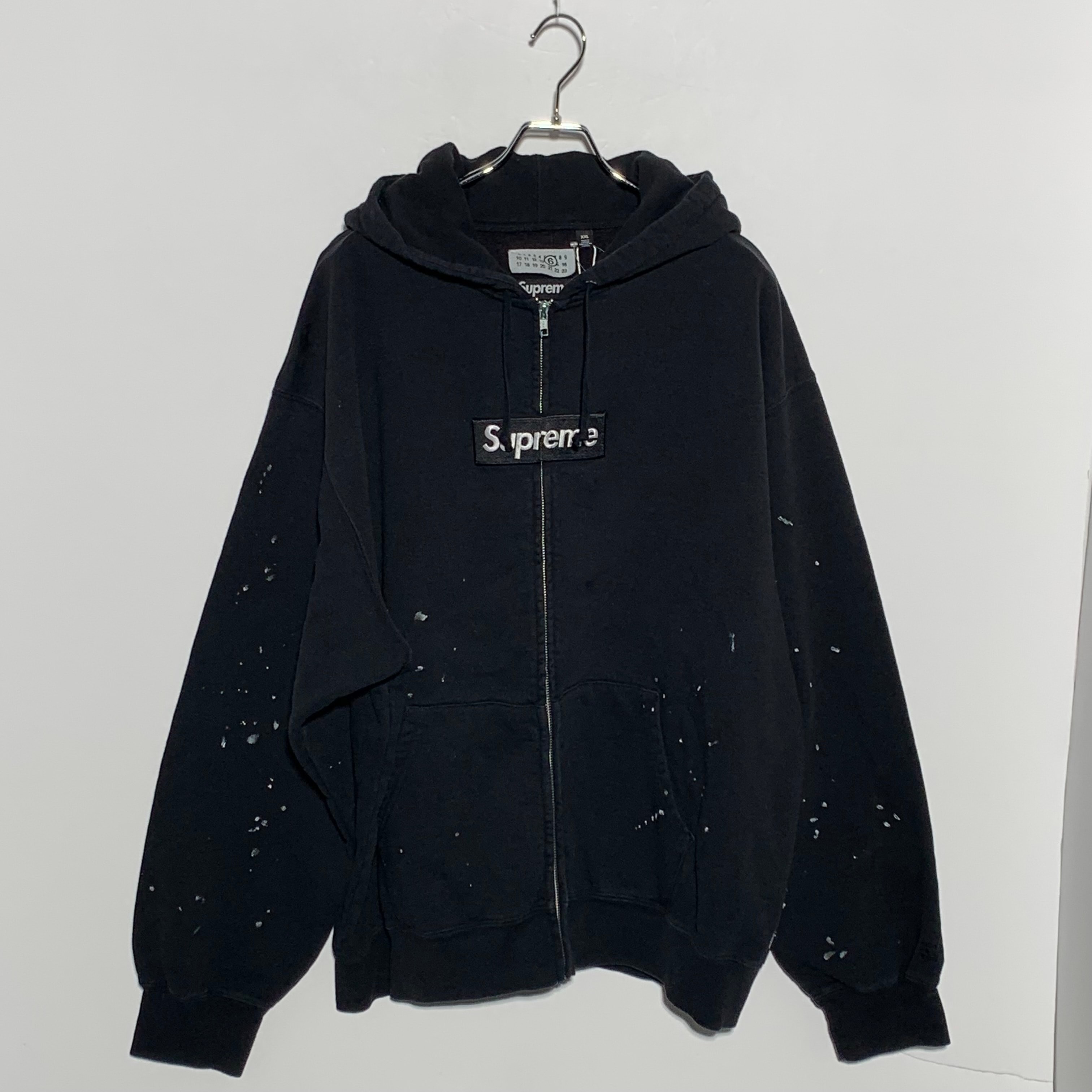 Supreme x MM6 Maison Margiela Box Logo Zip Up Hooded Sweatshirt "Black"