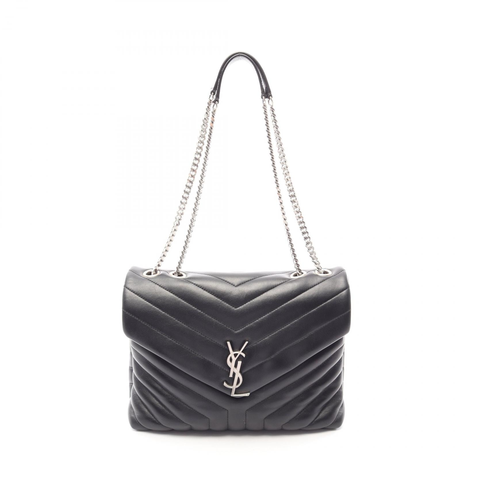 サンローランパリ SAINT LAURENT PARIS ルル ミディアム トートバッグ バッグ レザー レディース ブラック系 【中古】