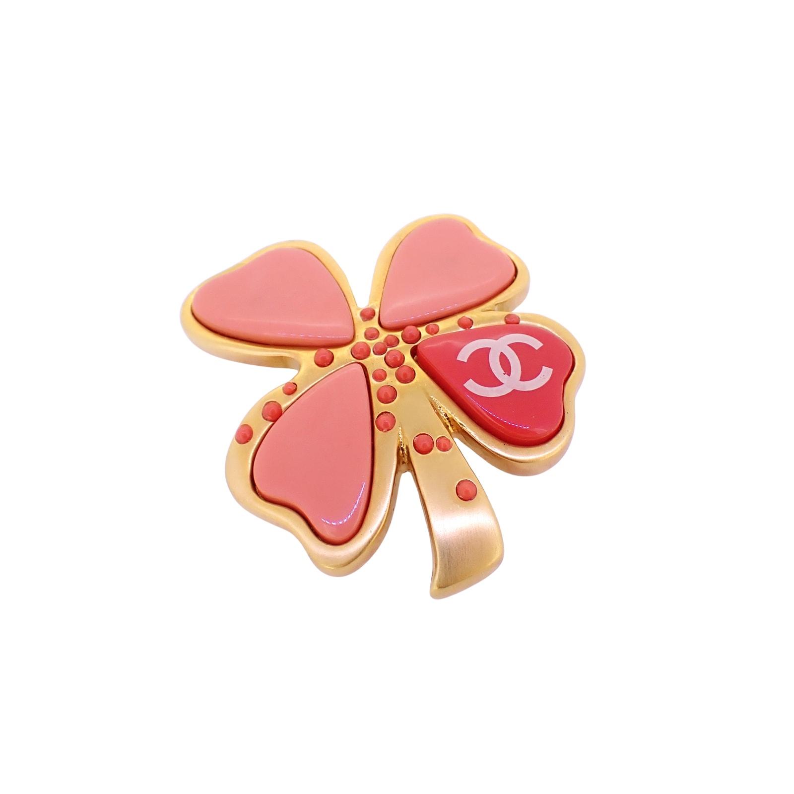 CHANEL シャネル  クローバー ココ  サーモンピンク  ピンク  レディース ブローチ