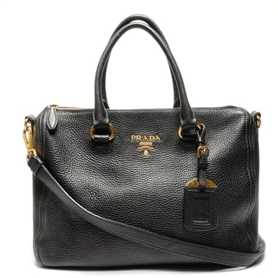 プラダ PRADA レザー ロゴ 2WAY ハンドバッグ【中古】