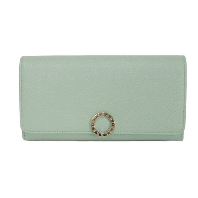 BVLGARI ブルガリ クリップ ラージ ウォレット グレイン カーフ ラプソディオパール パステル バイカラー コンパートメント 札入れ カードケース コインケース RFID ICチップ BB ロゴ リング グレイシャーターコイズ 長財布 287271