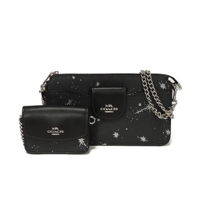 COACH コーチ ポピー クロスボディ バッグ スター プリント チェーンショルダー ポシェット ポーチ 2WAY 未使用 ロゴ メタル ブラック ショルダーバッグ CCK80