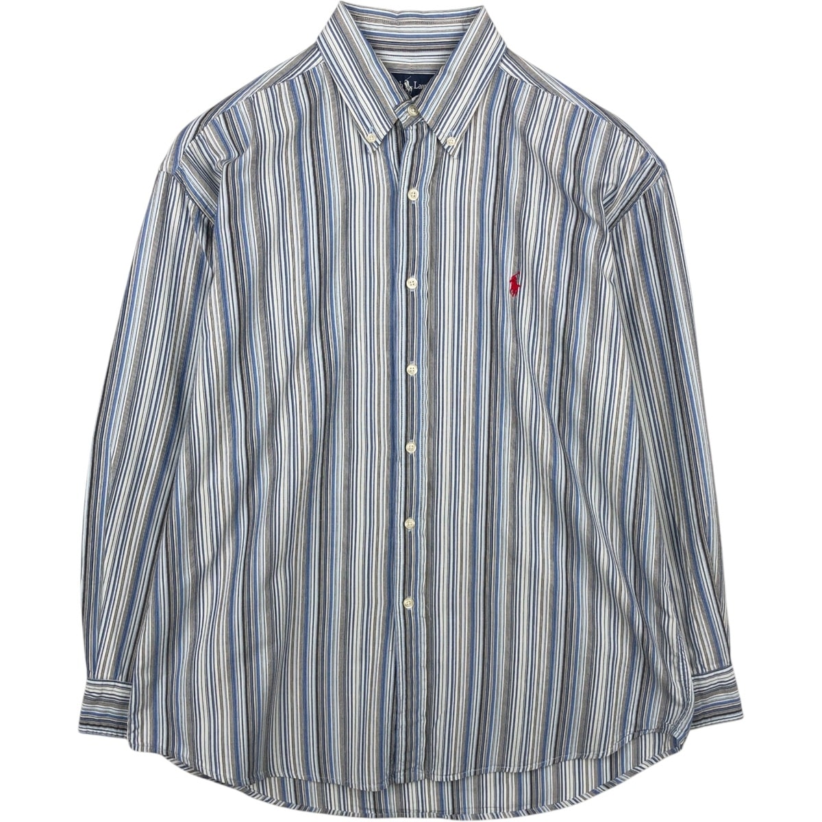 古着 ラルフローレン Ralph Lauren BLAKE マルチストライプ 長袖 ボタンダウンストライプシャツ メンズXL相当/eaa649965