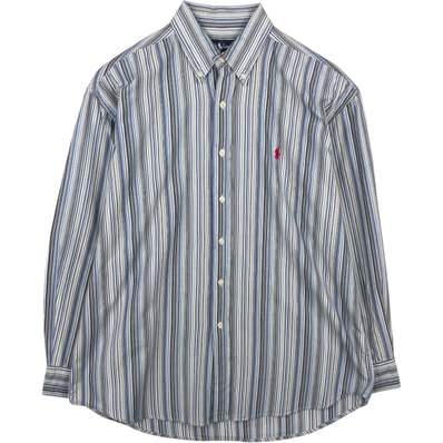 古着 ラルフローレン Ralph Lauren BLAKE マルチストライプ 長袖 ボタンダウンストライプシャツ メンズXL相当/eaa649965