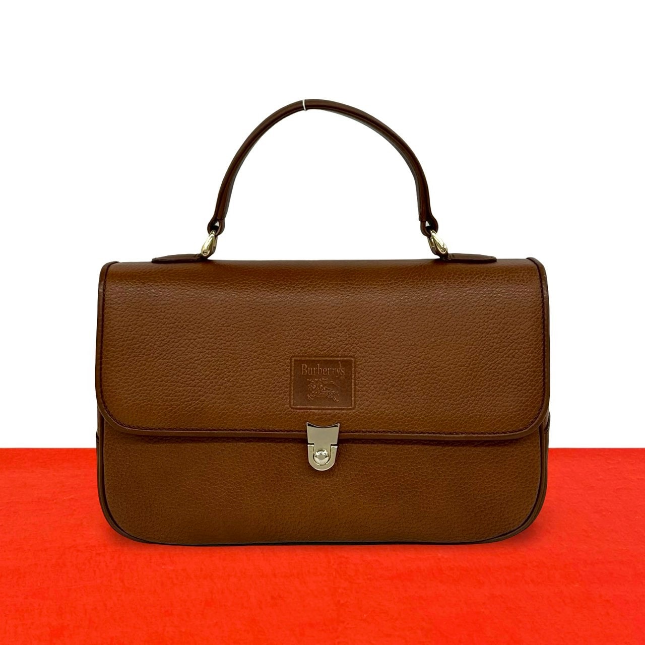 BURBERRY バーバリー ノバチェック 柄 シャドーホース ロゴ レザー ハンドバッグ ブラウン
 41272