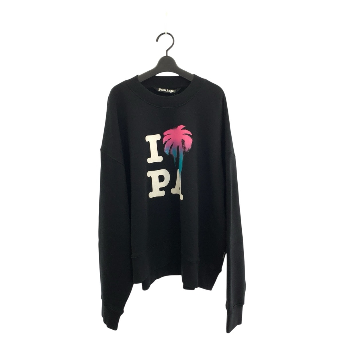 新品未使用 Palm Angels パームエンジェルス I LOVE PA サイズL ブラック ホワイト コットン スウェット トレーナー 604152 【中古】