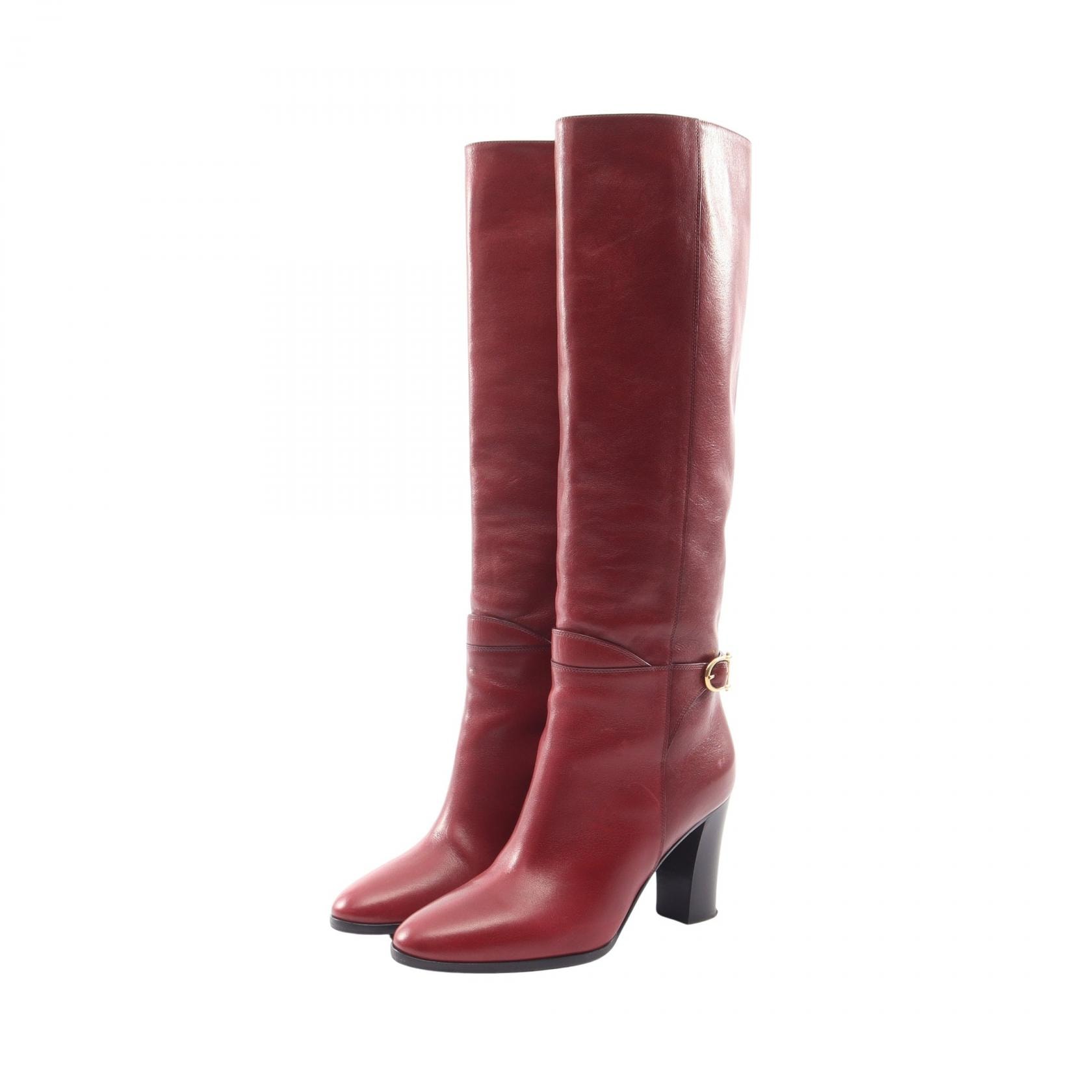 セリーヌ CELINE ロング ブーツ 靴 レザー レディース ボルドー系 【中古】
