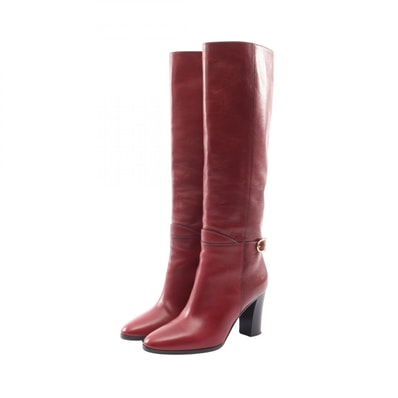 セリーヌ CELINE ロング ブーツ 靴 レザー レディース ボルドー系 【中古】