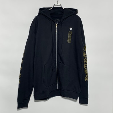 Chrome Hearts Vertical Logo Zip Up Hoodie "Black/Army Green"