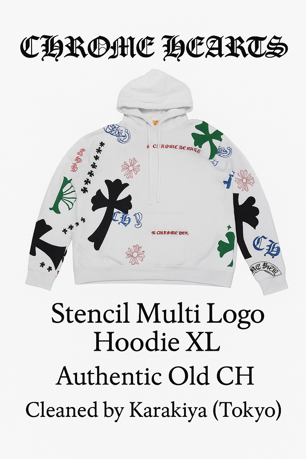 Chrome Hearts Stencil Pattern Print Hoodie Online Exclusive "White/Multi Color"