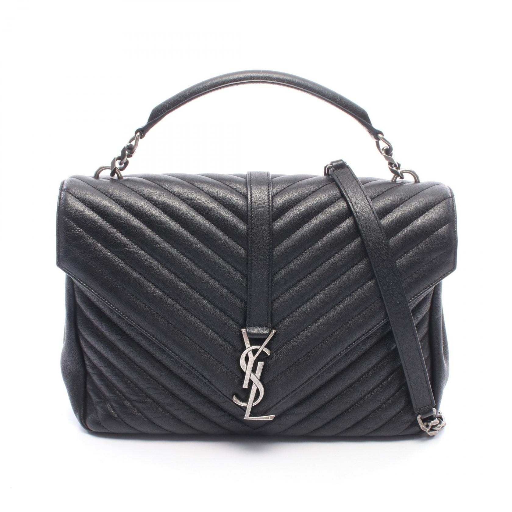 サンローランパリ SAINT LAURENT PARIS カレッジ ラージ 2WAY ハンドバッグ バッグ レザー レディース ブラック系 【中古】