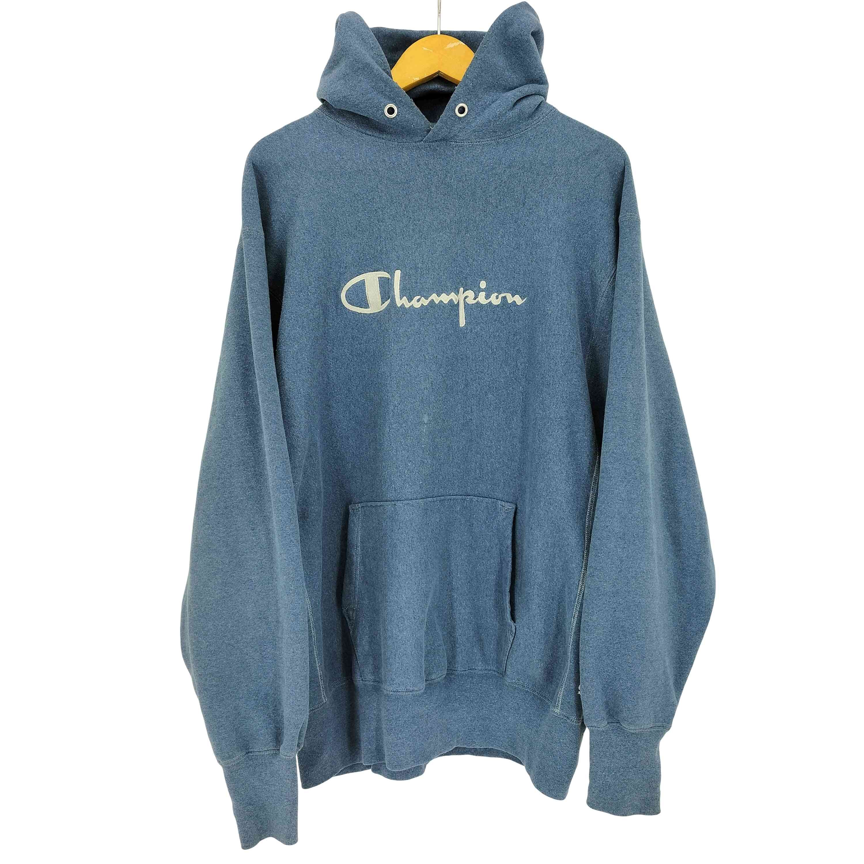 90s USA製 REVERSE WEAVE リバースウィーブ スクリプトロゴ刺繍 プルオーバーパーカー【1142070660094】