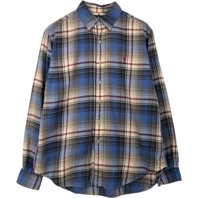 古着 ラルフローレン Ralph Lauren CLASSIC FIT 長袖 ボタンダウン ライトネルチェックシャツ メンズL相当/eaa650253