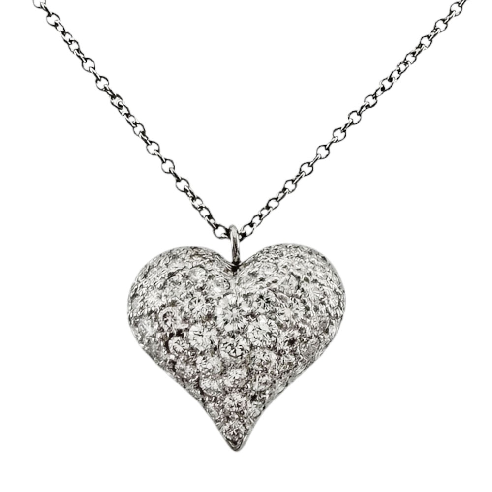 ティファニー ドッツ ピンチド ハート ネックレス Pt950プラチナ ダイヤモンド レディース TIFFANY&Co.  中古