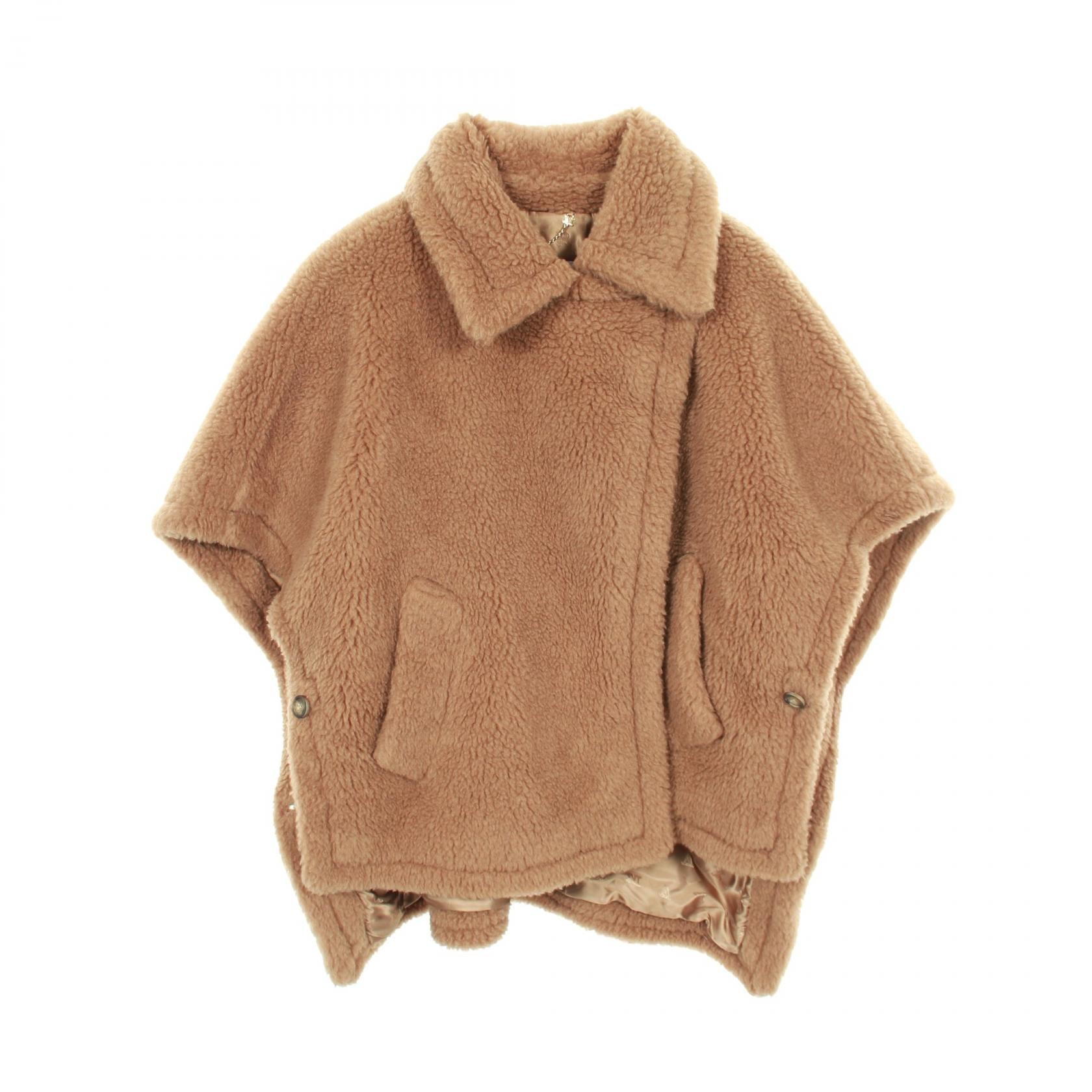 マックスマーラ MAX MARA TEBE テディベア ケープ ポンチョ 衣料品 アウター キャメル レディース ブラウン系 【中古】