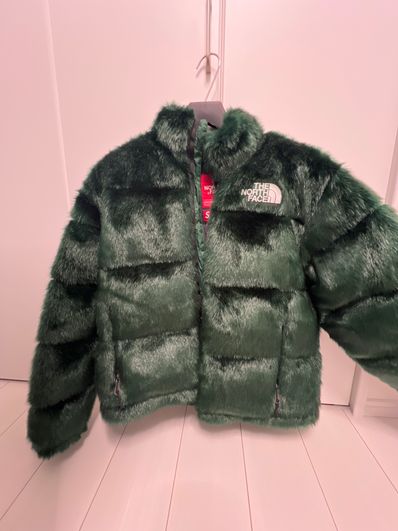 Supreme x The North Face Faux Fur Nuptse Jacket "Green"