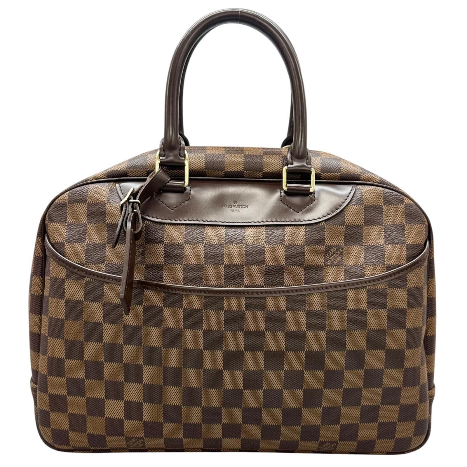 美品 LOUIS VUITTON ルイ・ヴィトン ドーヴィル N47272 ハンドバッグ ダミエキャンバス ブラウン レディース【中古】