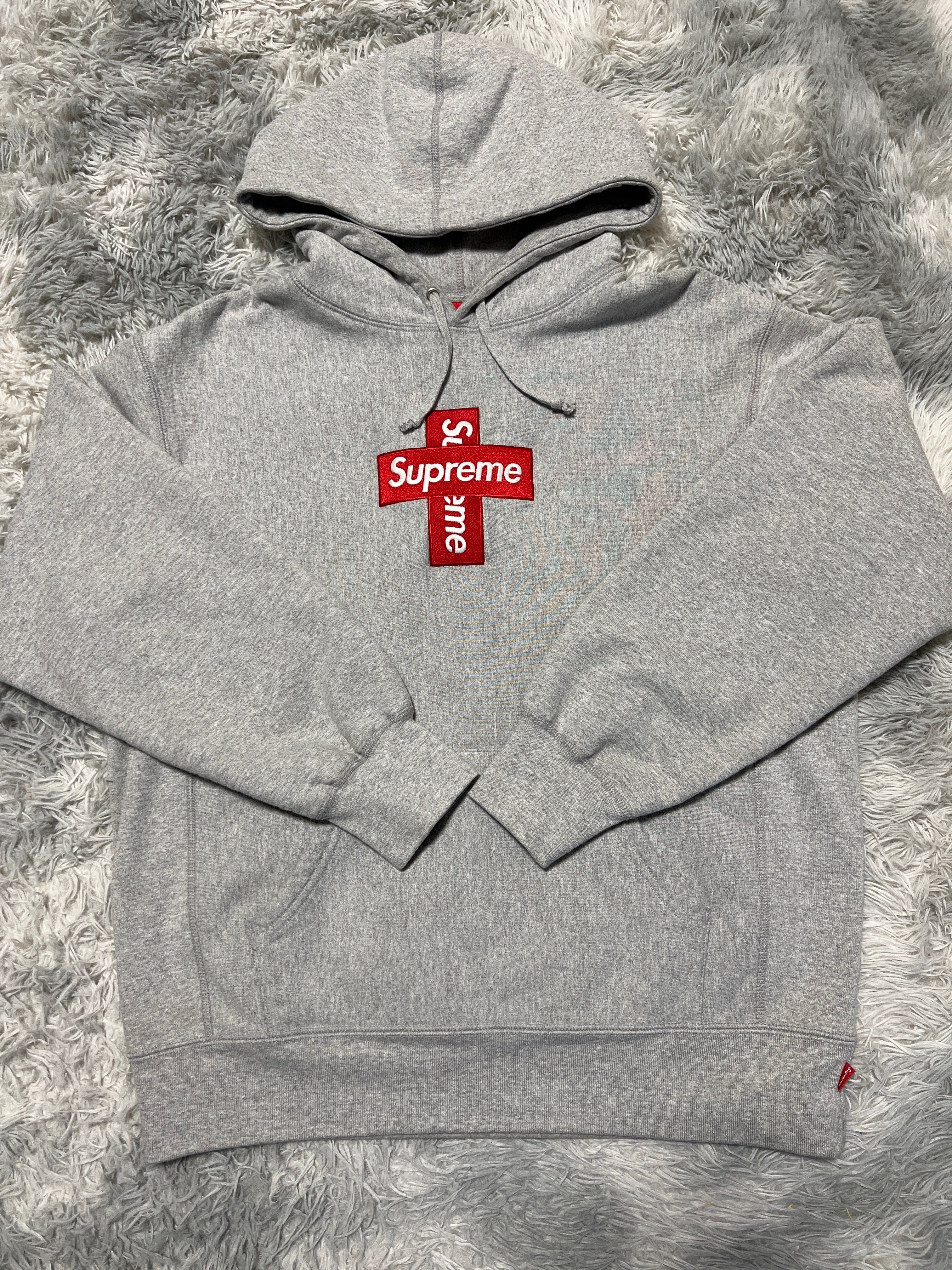 Supreme Cross Box Logo Hooded Sweatshirt "Grey"
