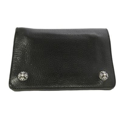 CHROME HEARTS クロムハーツ(原本無) 2ZIP WALLET 2ジップ クロスボールボタン レザーウォレット 財布 ブラック系【中古】