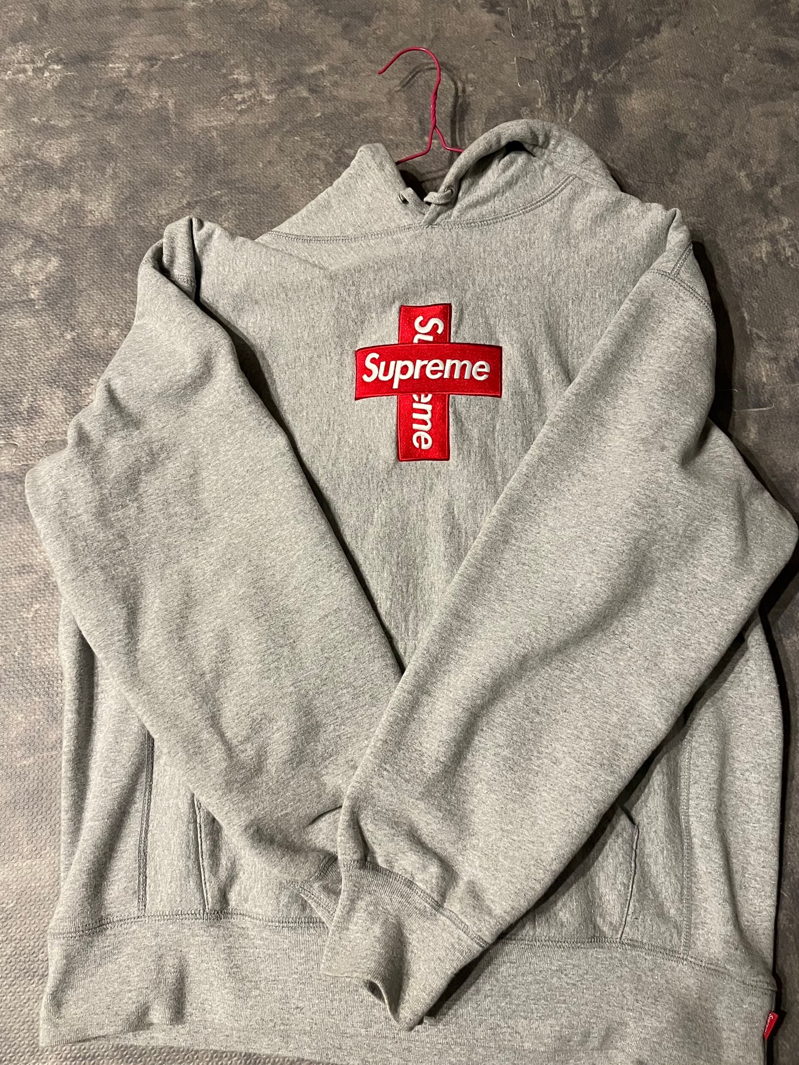 Supreme Cross Box Logo Hooded Sweatshirt "Grey"