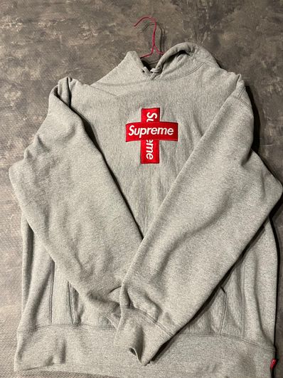 Supreme Cross Box Logo Hooded Sweatshirt "Grey"