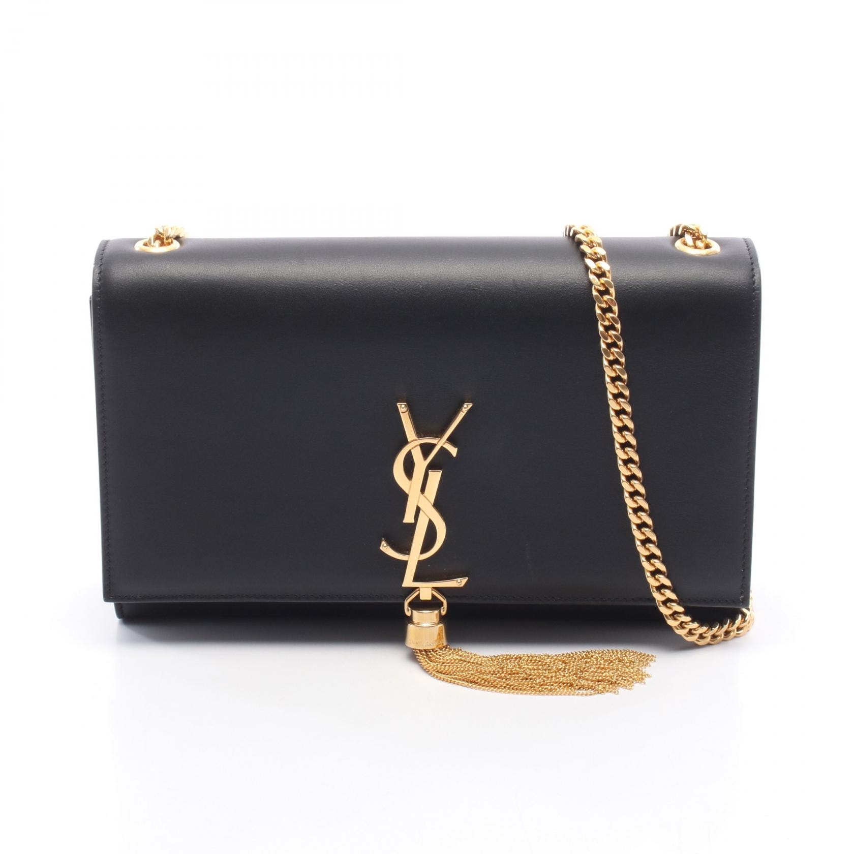 サンローランパリ SAINT LAURENT PARIS ケイト タッセル ミディアム ショルダーバッグ バッグ レザー レディース ブラック系 【中古】
