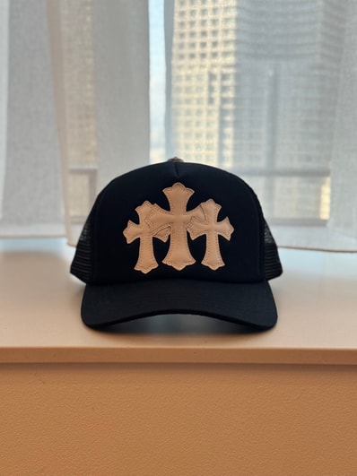 Chrome Hearts Cemetery Cross Mesh Cap (Scroll Label) "Black/White"