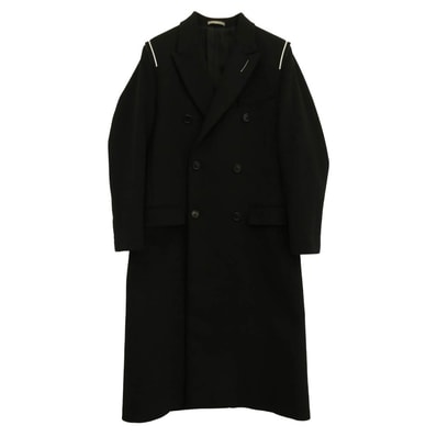 DIOR HOMME ディオールオム コート 17AW 533C335U3183 カシミヤ混 ウール ショルダー切替 ダブルブレスト コート ブラック系 46【中古】