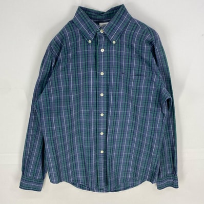 古着 ブルックスブラザーズ Brooks Brothers 長袖シャツ ボタンダウン ロングスリーブ 胸ポケット M ブルー系 チェック メンズ