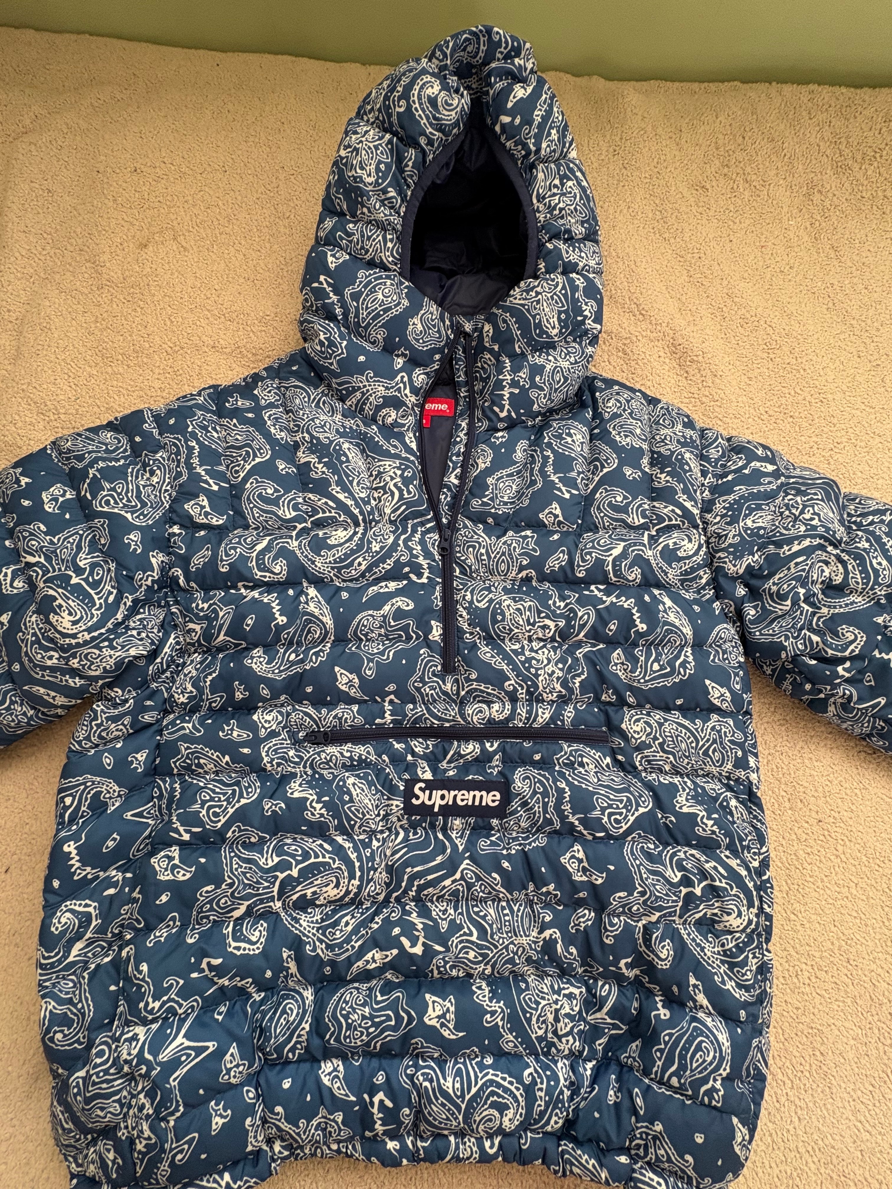 Supreme Micro Down Half Zip Hooded Pullover "Blue Paisley"