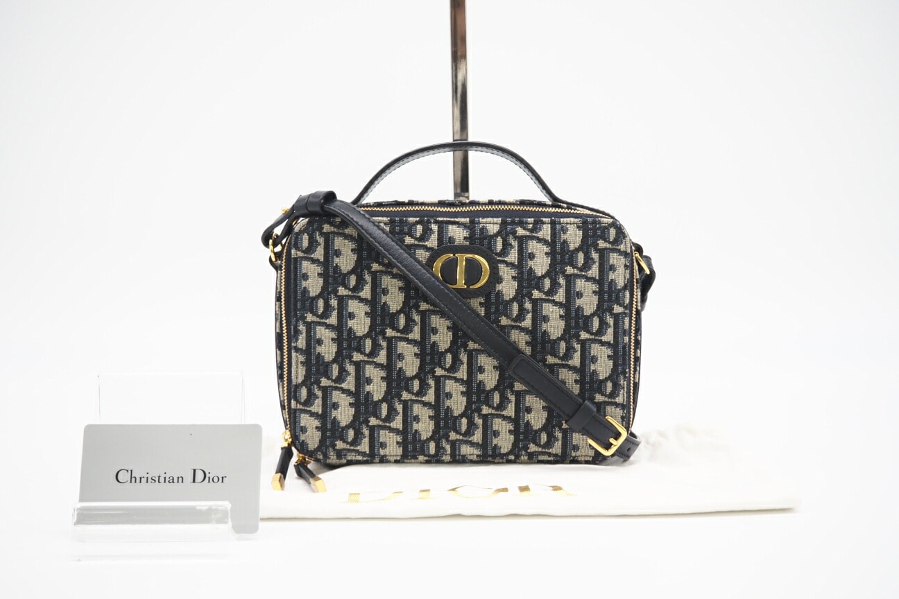美品 Christian Dior クリスチャンディオール キャンバス OBLIQUE 30 モンテーニュ ショルダーバッグ S2141UTZQ 2wayショルダーバッグ ネイビー キャンバス レディース