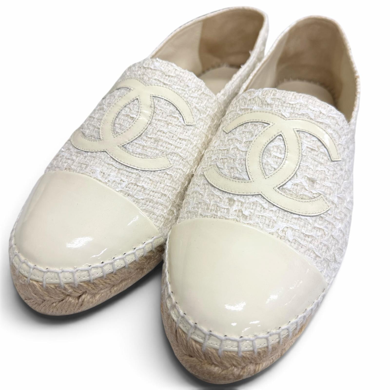 美品 シャネル スリッポン アイボリー メンズ 42 G29762